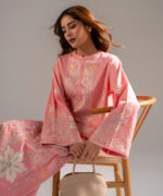 Pink Cotton Satin A-Line Suit - View 2