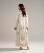 Off White Cotton Satin A-Line Suit - View 1