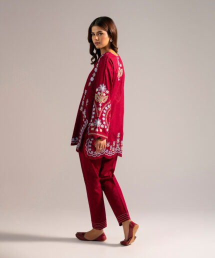 Self Jacquard Straight Suit - View 1