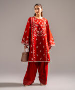 Rust Self Jacquard A-Line Suit - View 5