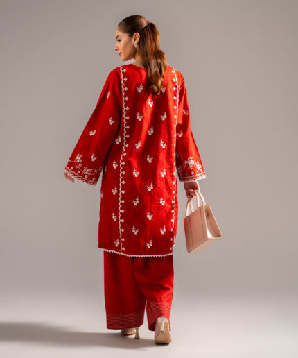Rust Self Jacquard A-Line Suit - View 2