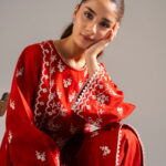 Rust Self Jacquard A-Line Suit - View 1