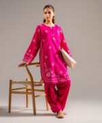 Pink Dobby Straight Shirt Suit - View 4