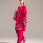 Pink Dobby Straight Shirt Suit - View 1