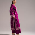 Purple Self Jacquard Straight Suit - View 1