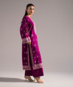 Purple Self Jacquard Straight Suit - View 1