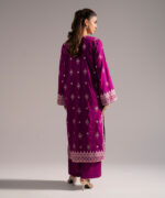 Purple Self Jacquard Straight Suit - View 4