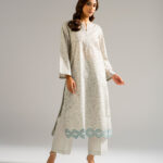 Grey Zari Lawn Straight Shirt Suit - View 1