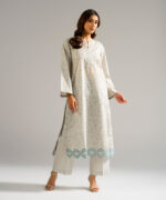 Grey Zari Lawn Straight Shirt Suit - View 1