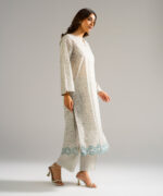 Grey Zari Lawn Straight Shirt Suit - View 3