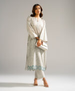 Grey Zari Lawn Straight Shirt Suit - View 2