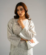 Grey Zari Lawn Straight Shirt Suit - View 5