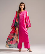 Pink Cotton Satin Straight Suit - View 2