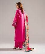 Pink Cotton Satin Straight Suit - View 3