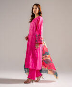 Pink Cotton Satin Straight Suit - View 5