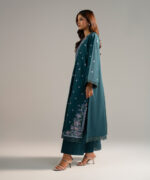 Teal Lawn Straight Suit - View 3