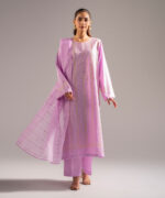 Lilac Cotton Satin A-Line Suit - View 3