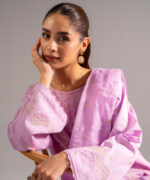 Lilac Cotton Satin A-Line Suit - View 2