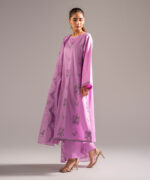 Lavender Cotton Satin A-Line Suit - View 3