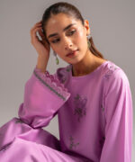 Lavender Cotton Satin A-Line Suit - View 2