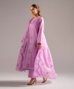 Lavender Cotton Satin A-Line Suit - View 4