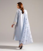 Light Blue Cotton Satin A-Line Suit - View 3