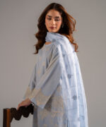 Light Blue Cotton Satin A-Line Suit - View 4