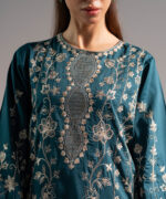 Dark Green Cotton Satin A-Line Suit - View 4