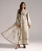 Grey Cotton Satin A-Line Suit - View 2