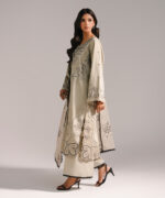 Grey Cotton Satin A-Line Suit - View 5