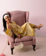 Pale Yellow Cotton Satin A-Line Suit - View 4