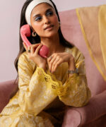 Pale Yellow Cotton Satin A-Line Suit - View 5