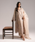 Grey Cotton Satin A-Line Suit - View 3