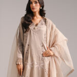 Grey Cotton Satin A-Line Suit - View 1