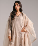 Grey Cotton Satin A-Line Suit - View 1