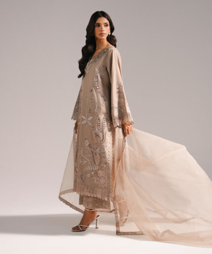 Grey Cotton Satin A-Line Suit - View 2