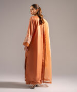Muted Orange Cotton Satin A-Line Suit - View 4
