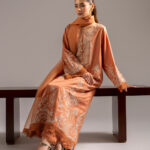 Muted Orange Cotton Satin A-Line Suit - View 1