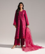 Plum Cotton Satin A-Line Suit - View 4