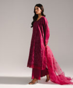 Plum Cotton Satin A-Line Suit - View 2