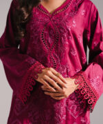 Plum Cotton Satin A-Line Suit - View 1