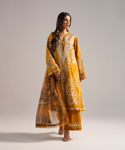 Mustard Yellow Lawn A-Line Suit - View 2