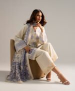 Off White Lawn A-Line Suit - View 3