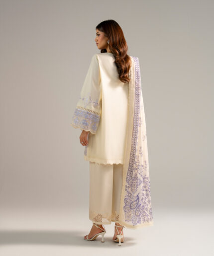 Off White Lawn A-Line Suit - View 1