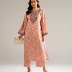 Pink Zari Lawn Straight Shirt Suit - View 1