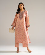 Pink Zari Lawn Straight Shirt Suit - View 1