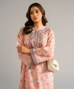 Pink Zari Lawn Straight Shirt Suit - View 4