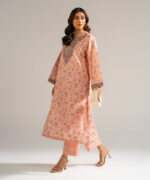 Pink Zari Lawn Straight Shirt Suit - View 5