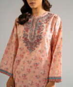 Pink Zari Lawn Straight Shirt Suit - View 3
