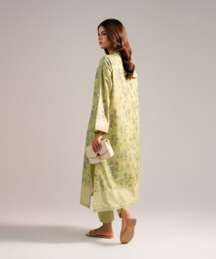 Green Zari Lawn Straight Suit - View 1